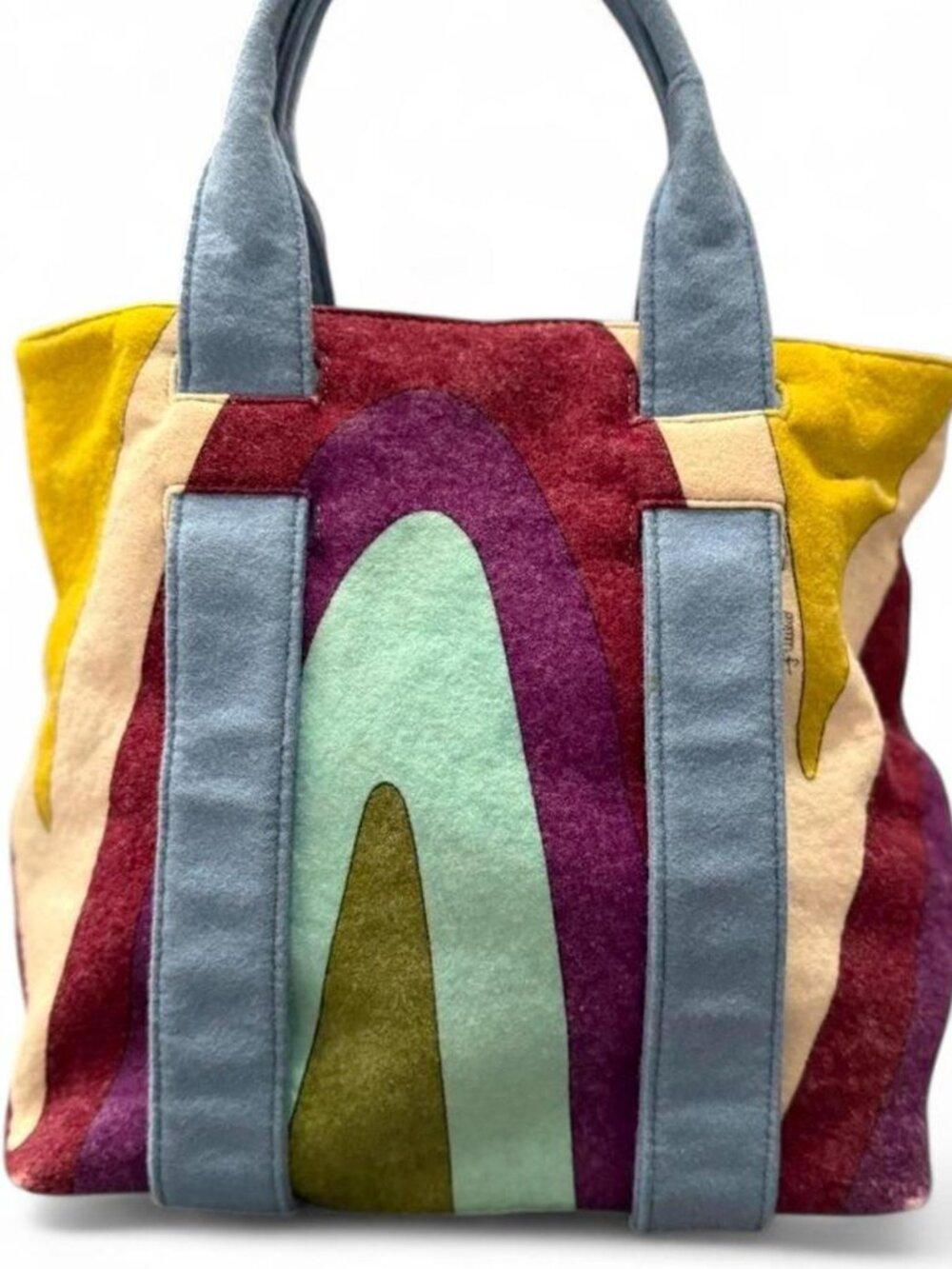 Emilio Pucci Vintage Tote with Multicolor Patchwork and Snap Closure, Wool Bag - Picture 2 of 13